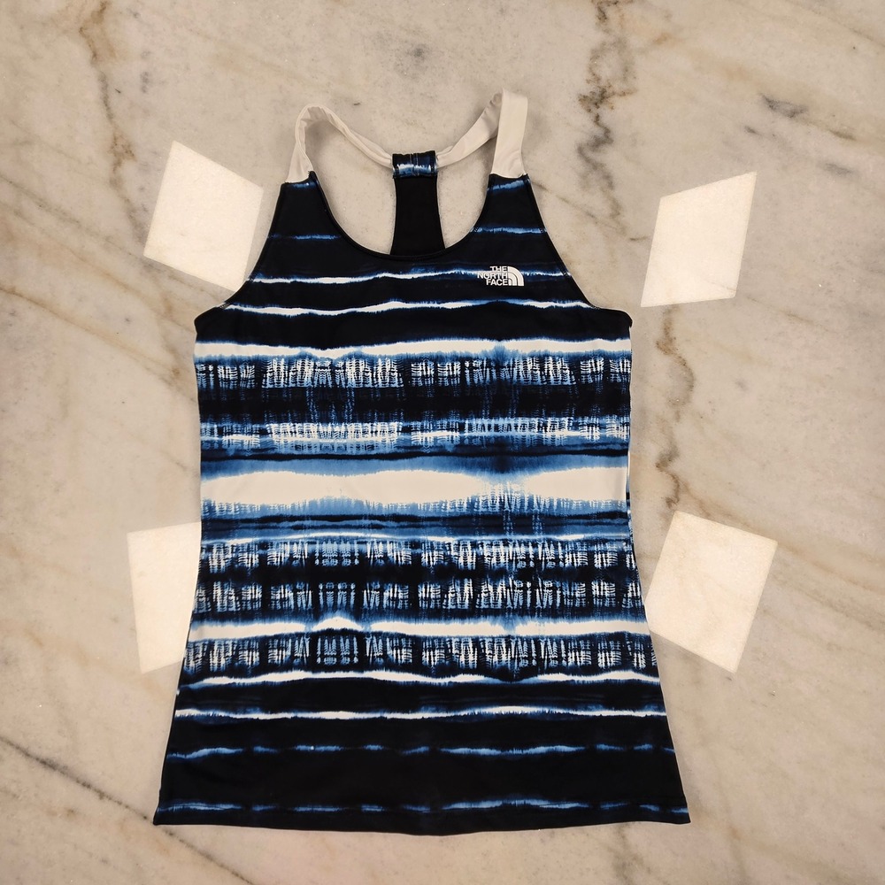 The North Face Tank Top Womens Medium Blue Tie Dye Shibori Racerback Activewear